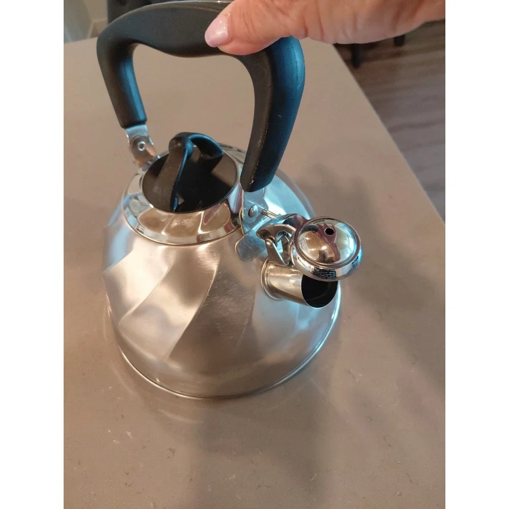 Palm Restaurant Whistling Tea Kettle Tea Pot Stainless Steel Teapot Swirl Design
